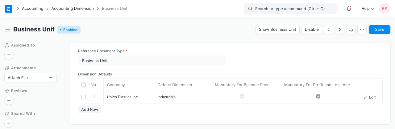 Accounting Dimension